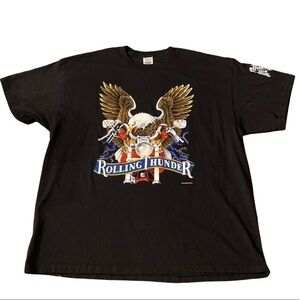 🌟 Rolling Thunder Eagle Motorcycle Biker Black T Shirt 
Size 2XL.